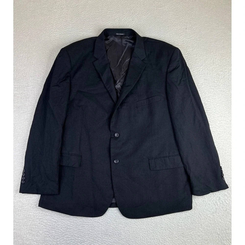 Pronto Uomo Platinum Blazer Mens 50R Black 2 Button‎ Suit Jacket Wool Indonesia